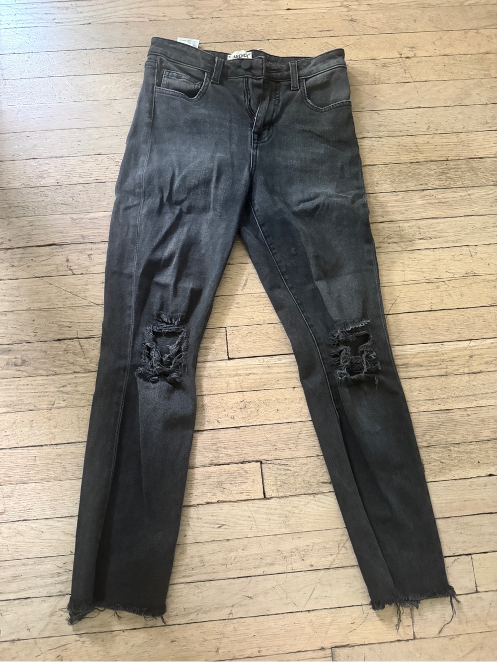 L’Agence Women’s Distressed Grey Jeans